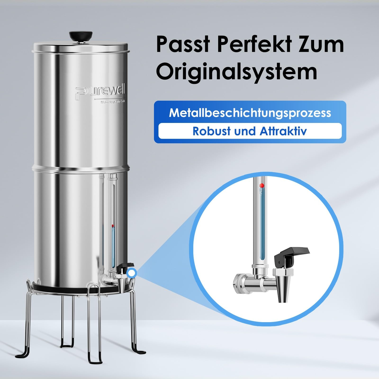 Portable Gravity Water Filter 3.8L – 4 Stage Filtration System 0.01 μm with W…