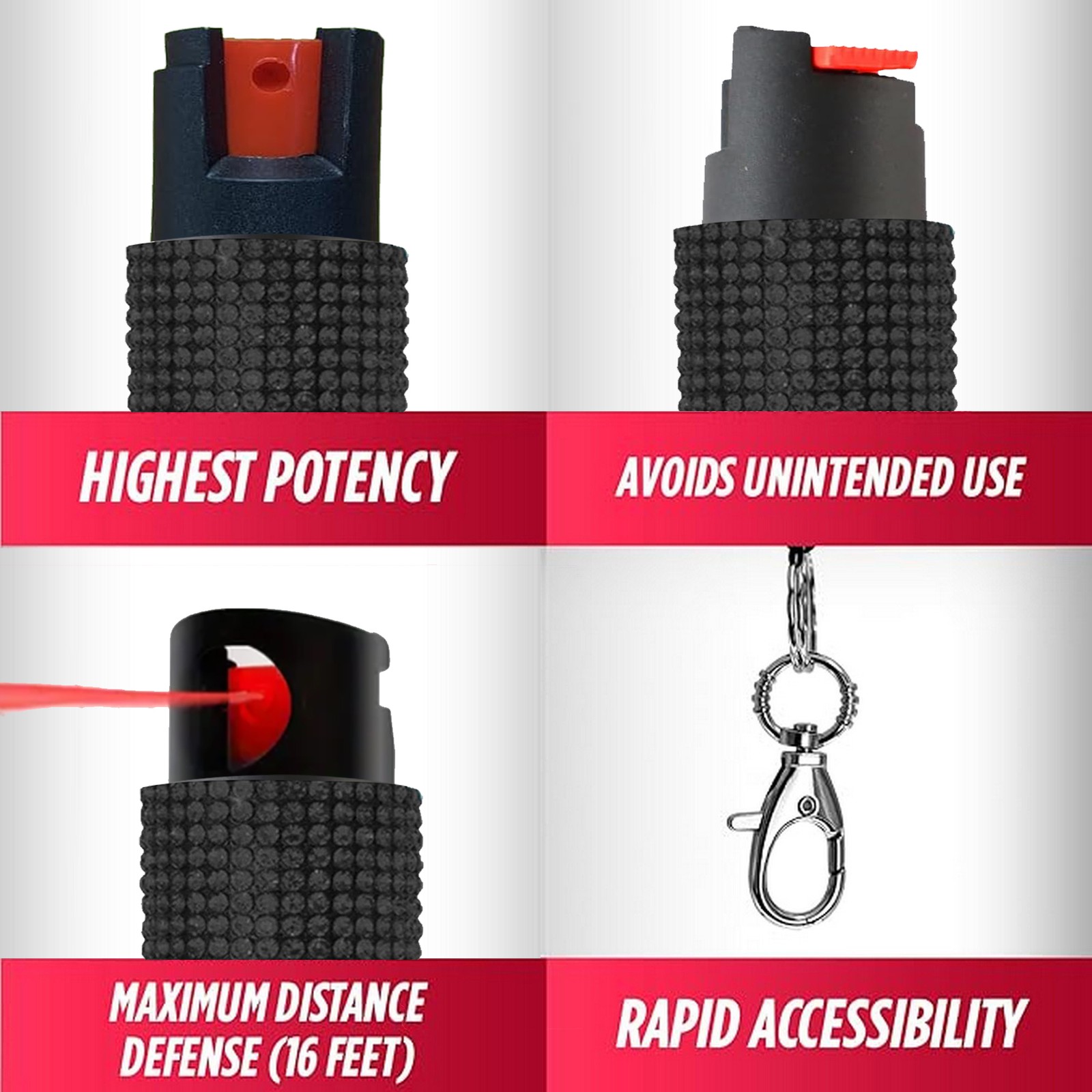 Advanced Pepper Spray Keychain with Quick Release – 3-in-1 Pepper Spray