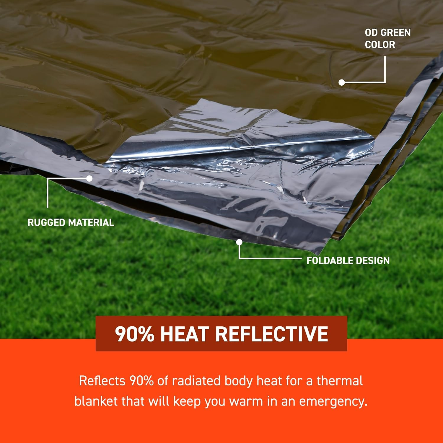 90% Heat Reflective Heavy-Duty Emergency Blanket – Thick, Rugged for Disaster Pr