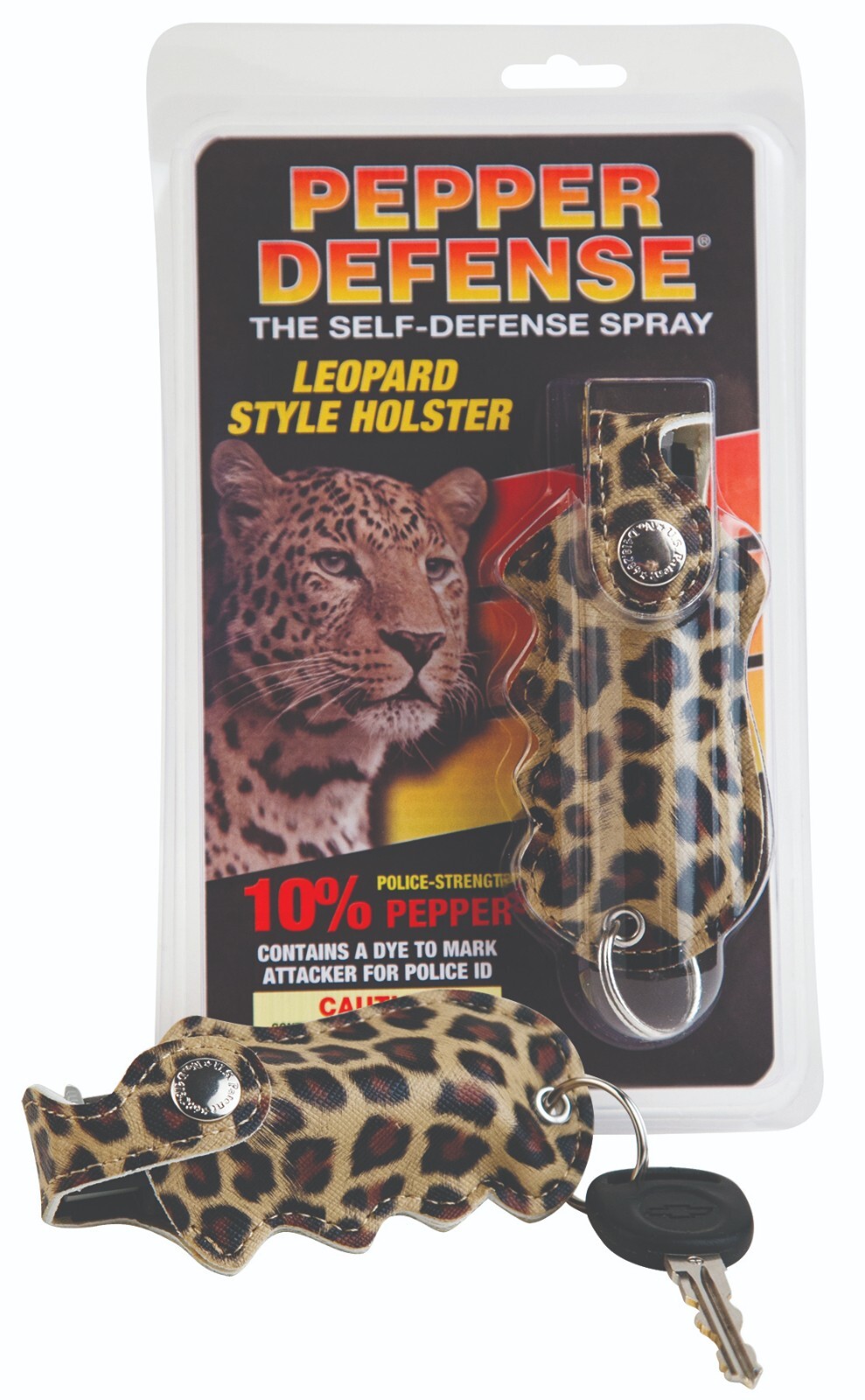Pepper Defense 2-PACK Pepper Spray Max Strength Black & Leopard Holsters UV Dye
