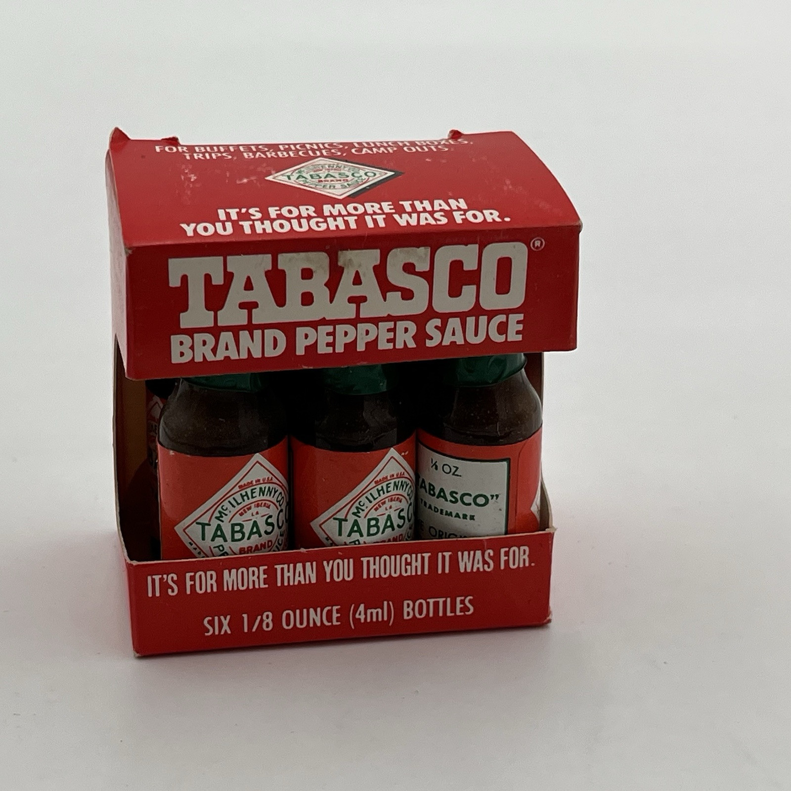 (6) 1/8 Oz. TABASCO HOT SAUCE, Mini Glass Bottle, FRESH & SEALED!