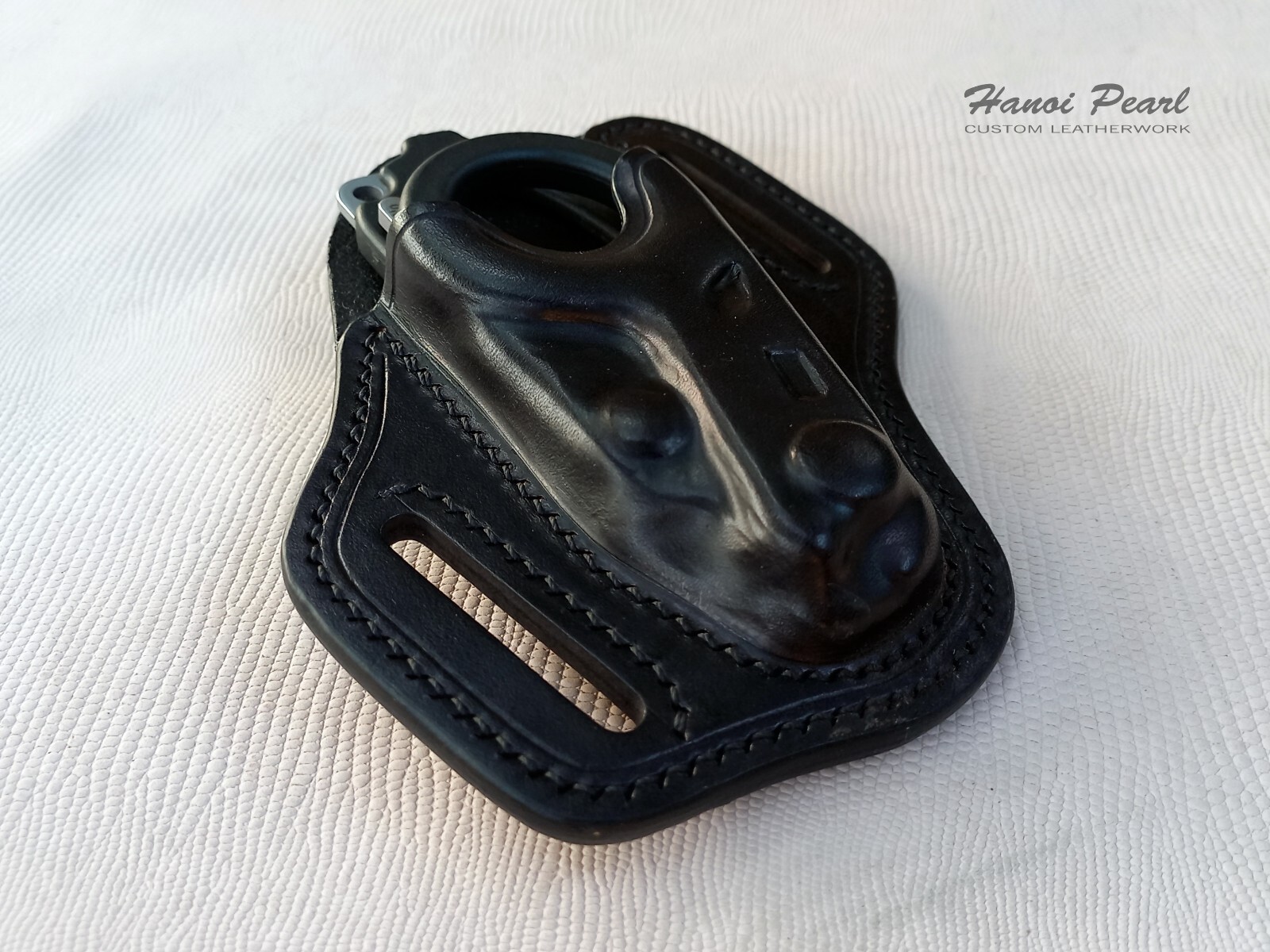 Custom Black Leather Holster for Leatherman Raptor Rescue