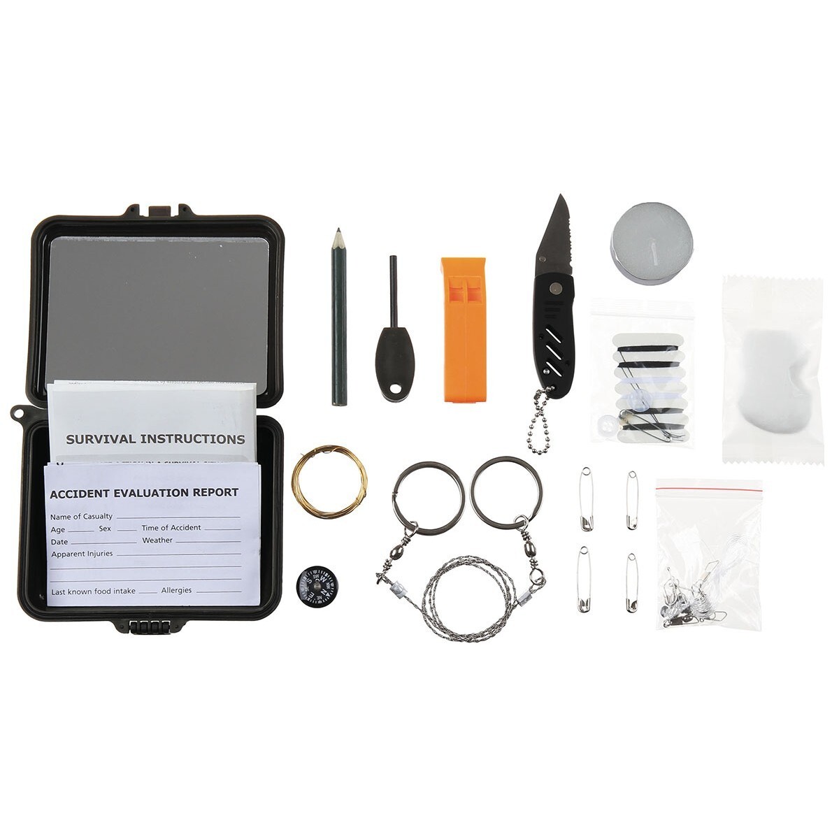 MFH Plastic Box 36 Piece Camping Hiking Survival Kit