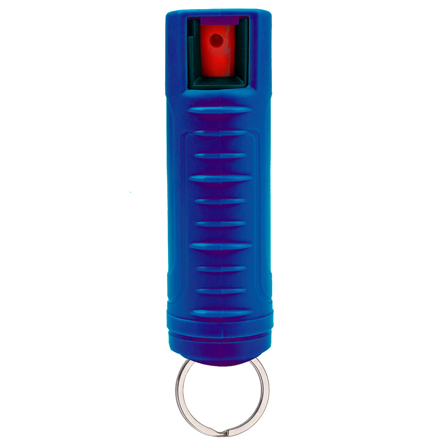 BURN Pepper Spray 0.5oz Blue Security Keychain Case Safety Lock Molded