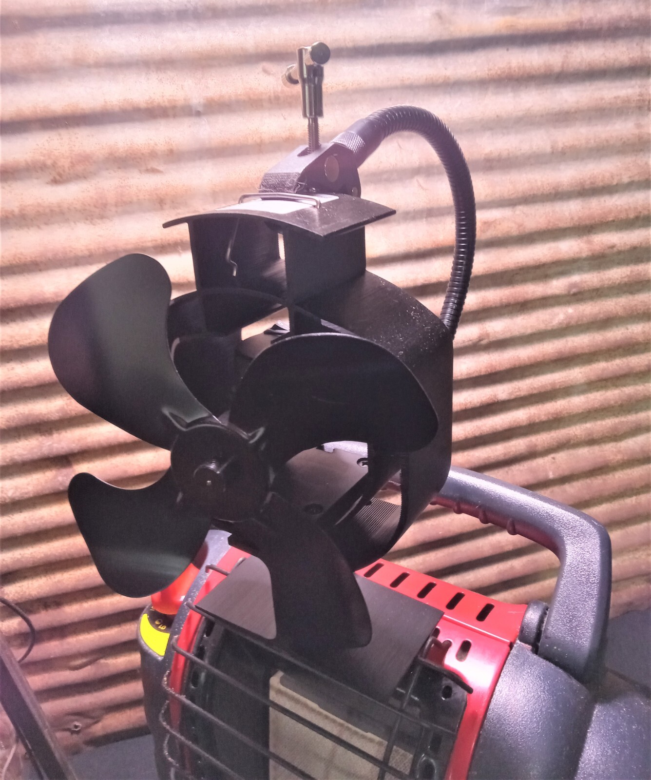 Mr. Heater “Buddy” Single Tank Wood Stove, Heat Powered Fan Mount. Custom Built.
