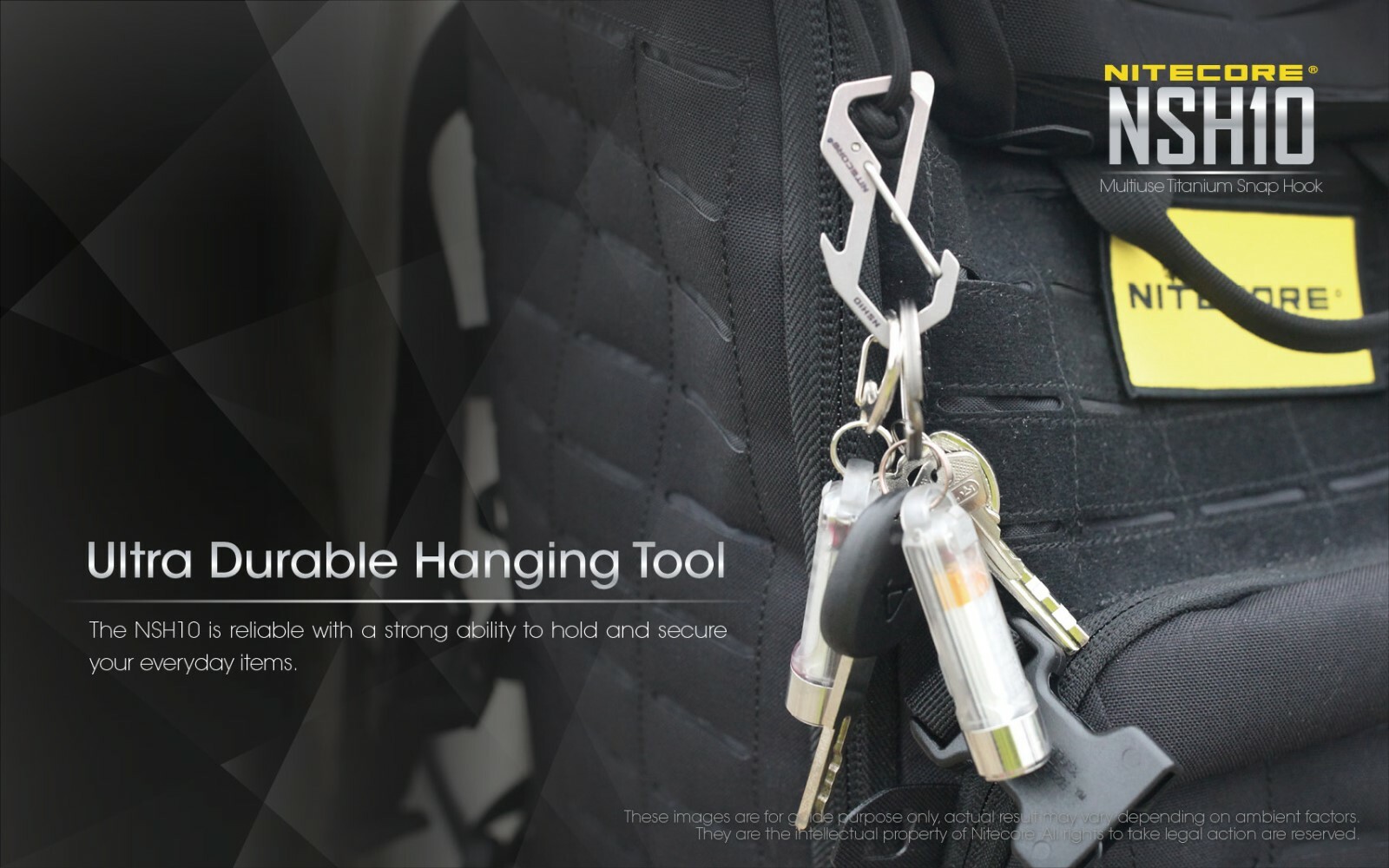 NITECORE NSH10 Titanium EDC Multi-Tool Snap Hook Keychain Carabiner