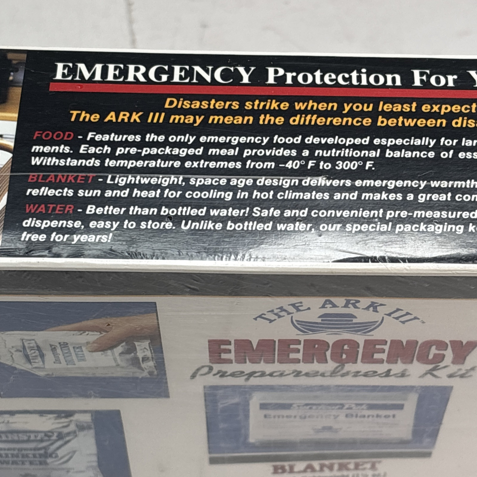 The Ark III Food Water Survival Kit 3 Day New Factory Sealed – Made in the USA
