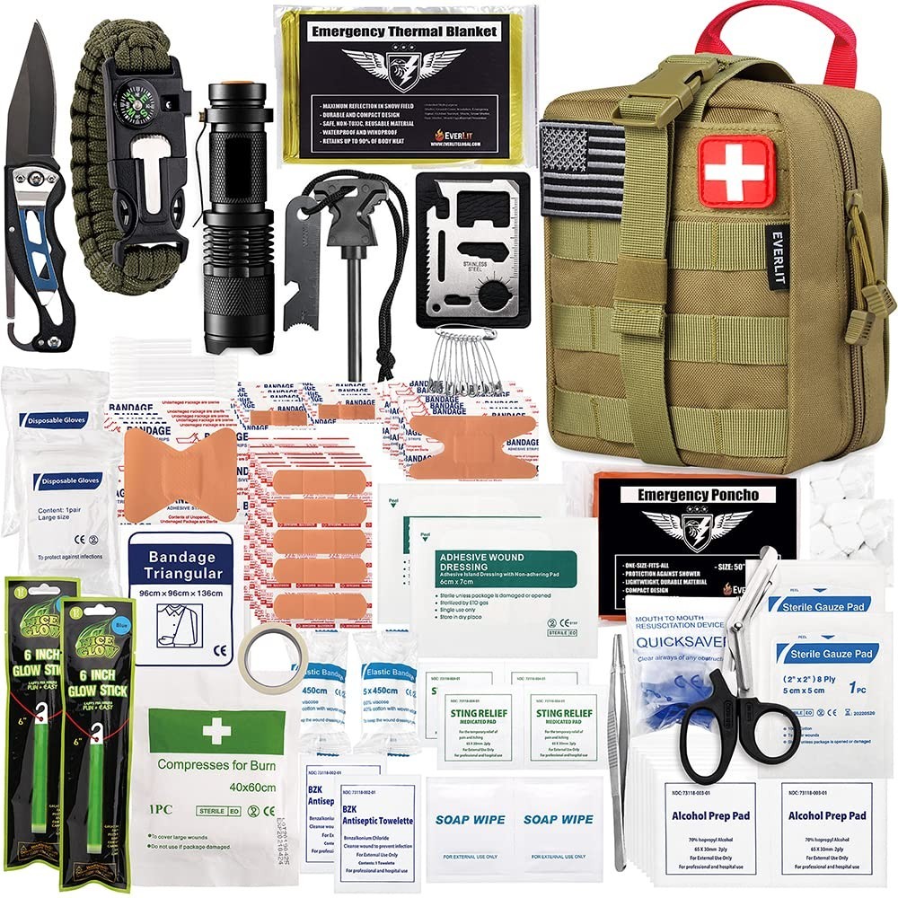 250-Piece Survival First Aid Kit | IFAK Trauma Bag, Molle Pouch, Emergency Gear
