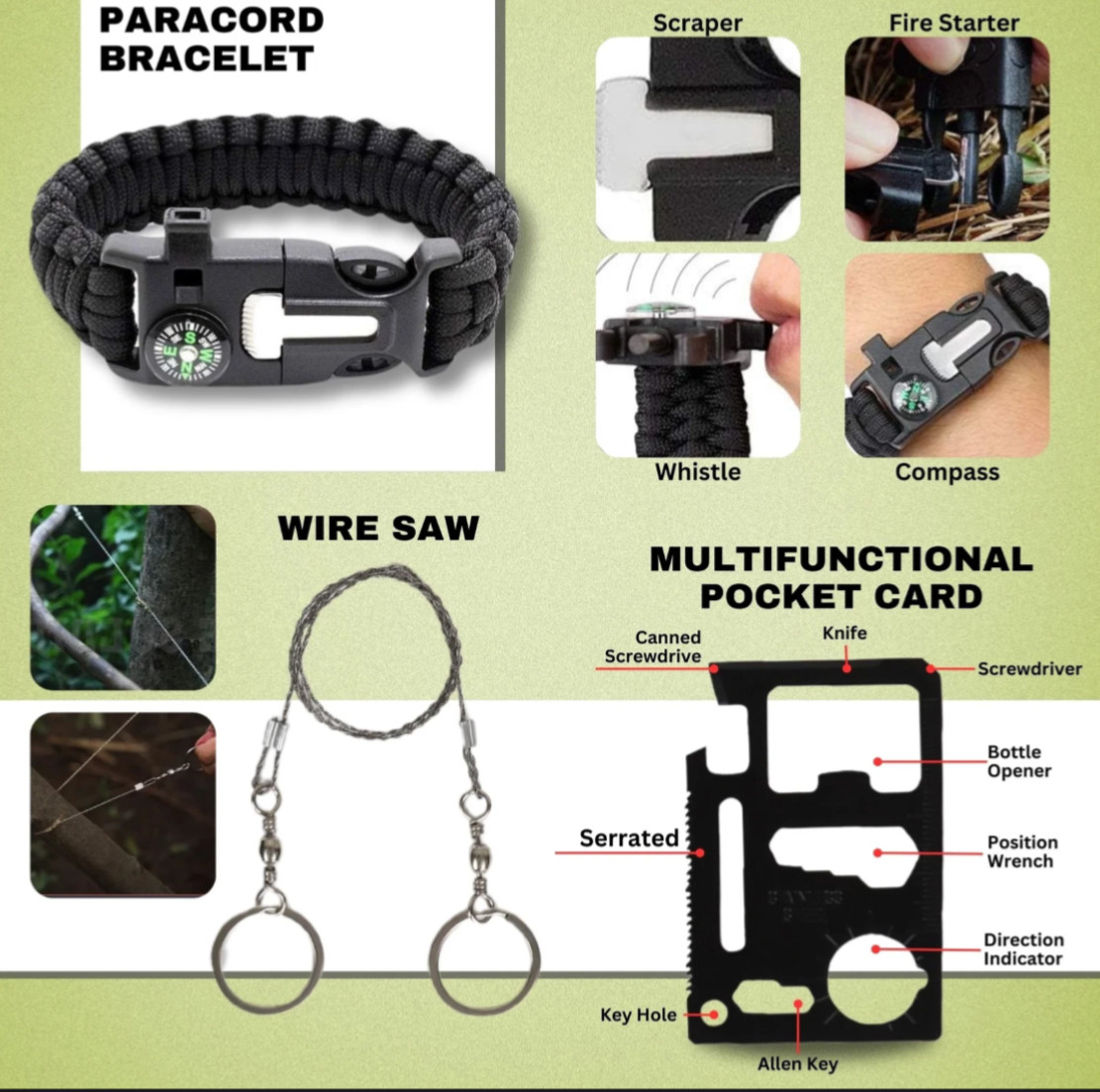 Survival Kit 28 in 1, Teakwood Survival Gear, Survival Gear Tool Emergency Gift