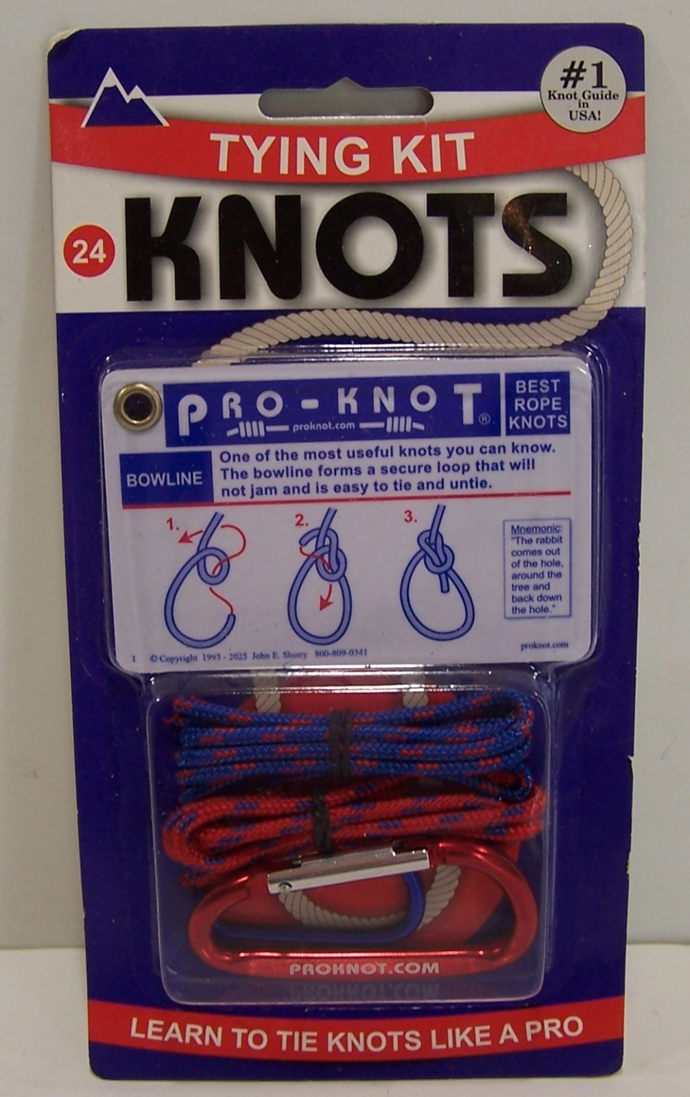 Pro-Knot Knot Tying Kit 24 Essential Rope Knots Instructions Practice Carabiner