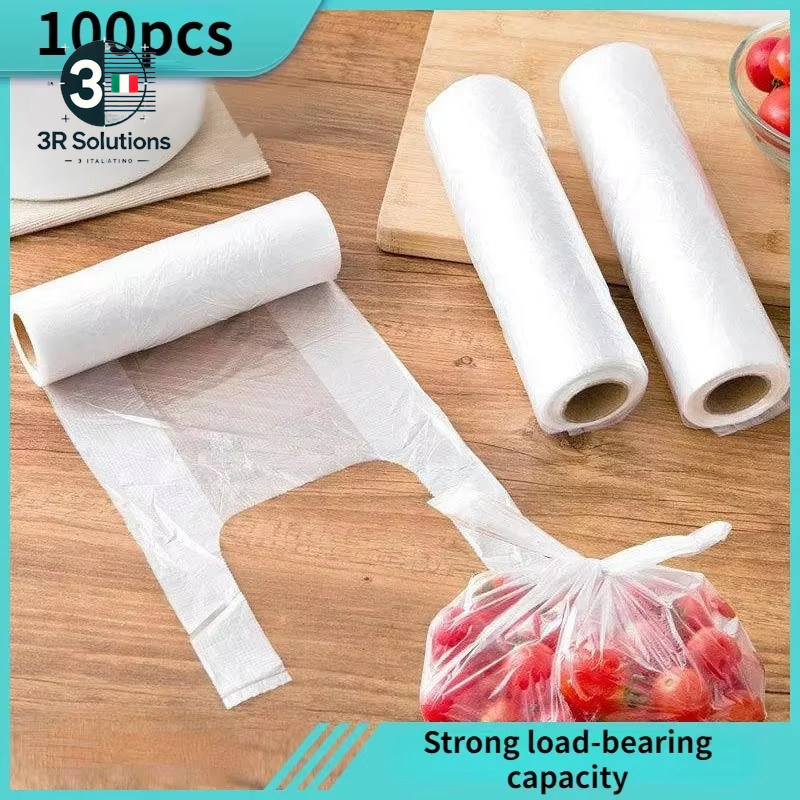 100 Pieces Clear Roll Plastic Bags for Storage