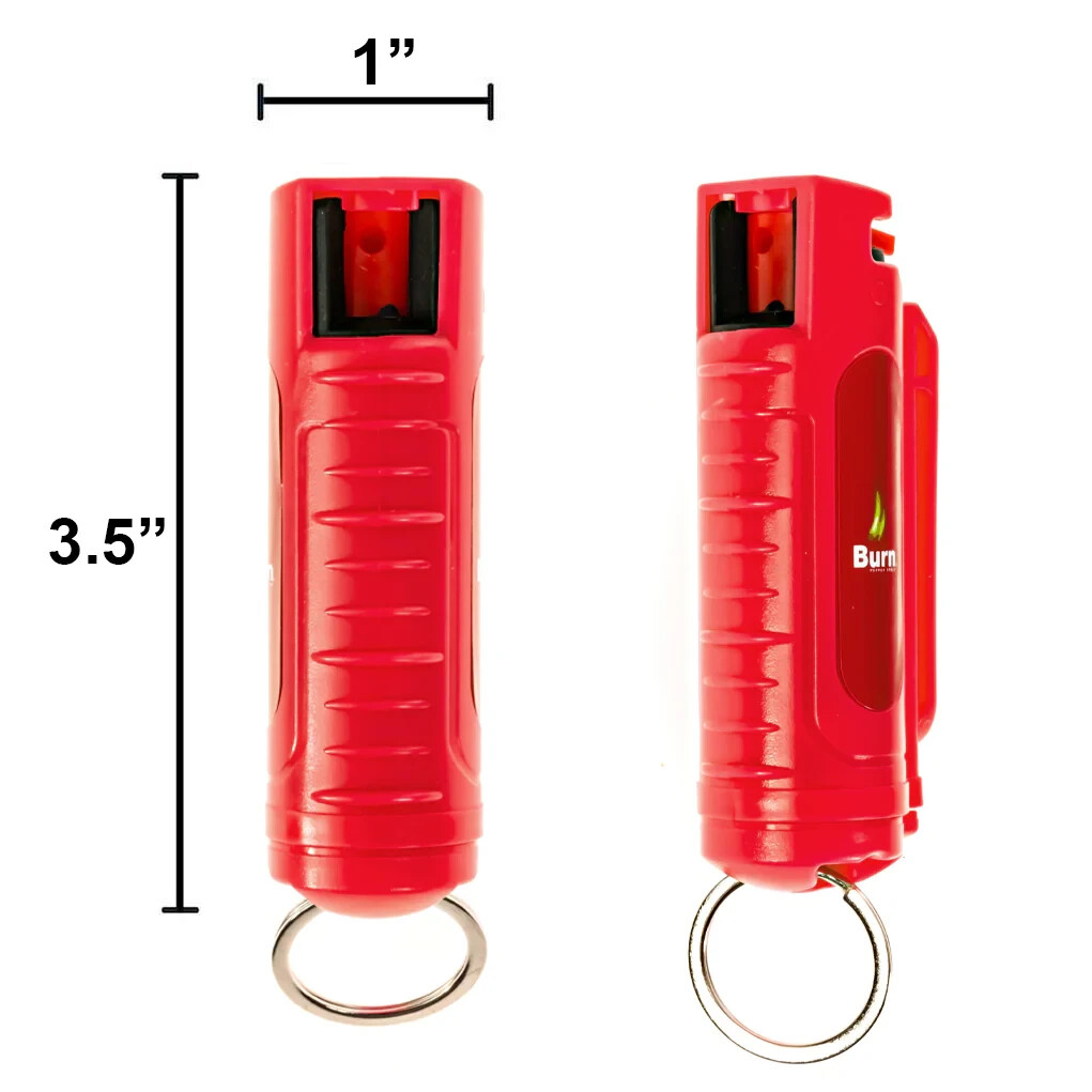 2 BURN Pepper Spray Keychain 0.5oz Self Defense Security Safety Lock Red Molded