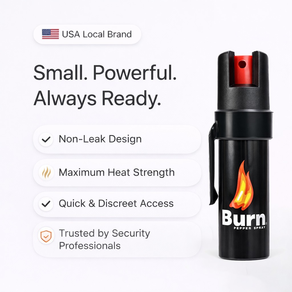 2 Pack Burn Pepper Spray 0.84 fl oz Self Defense Security Belt Clip & Twist Top
