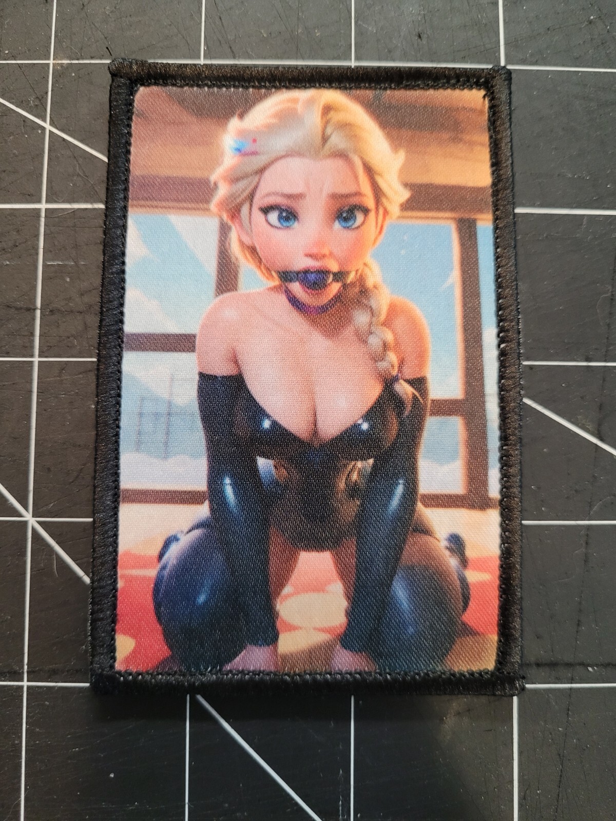 Elsa Ball Gag 2″x4″ EDC patch hook backed. Queen of Hanks patch every day carry
