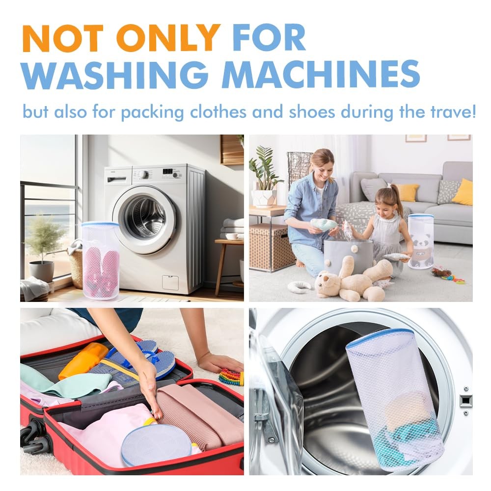 2 Pack Shoes Wash Bags,Shoe Washing 2 Large Laundry Bags (Shoes), White