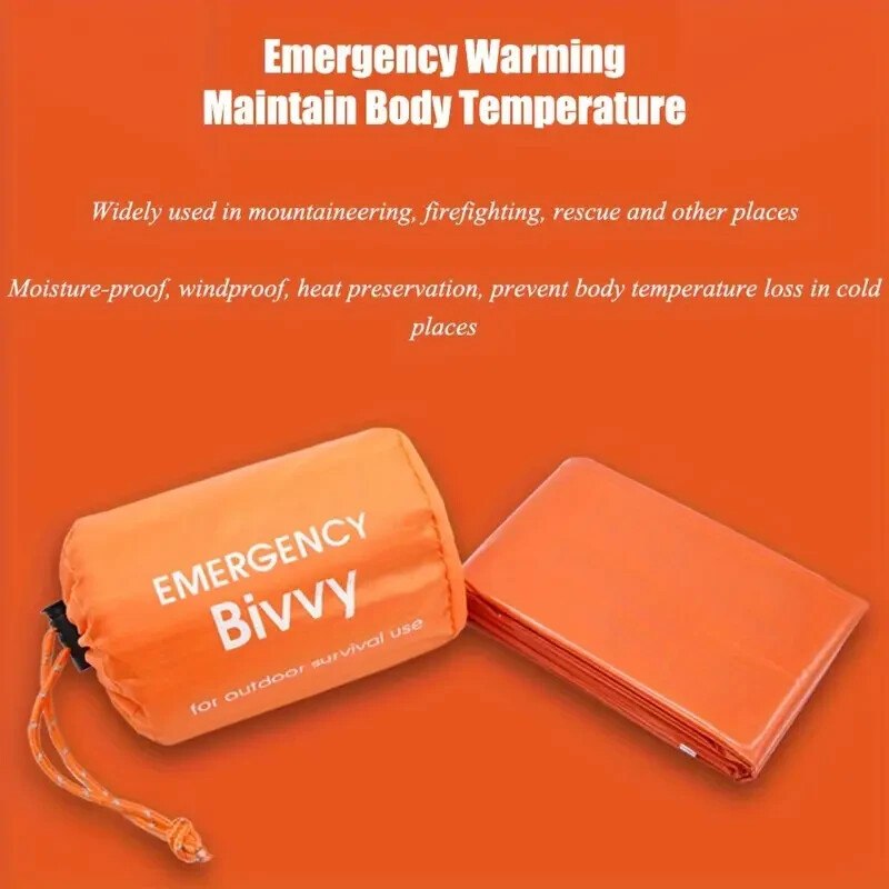 Emergency Gear Sleeping Bag Survival Bivy Space Blanket Outdoor Hiking Camping