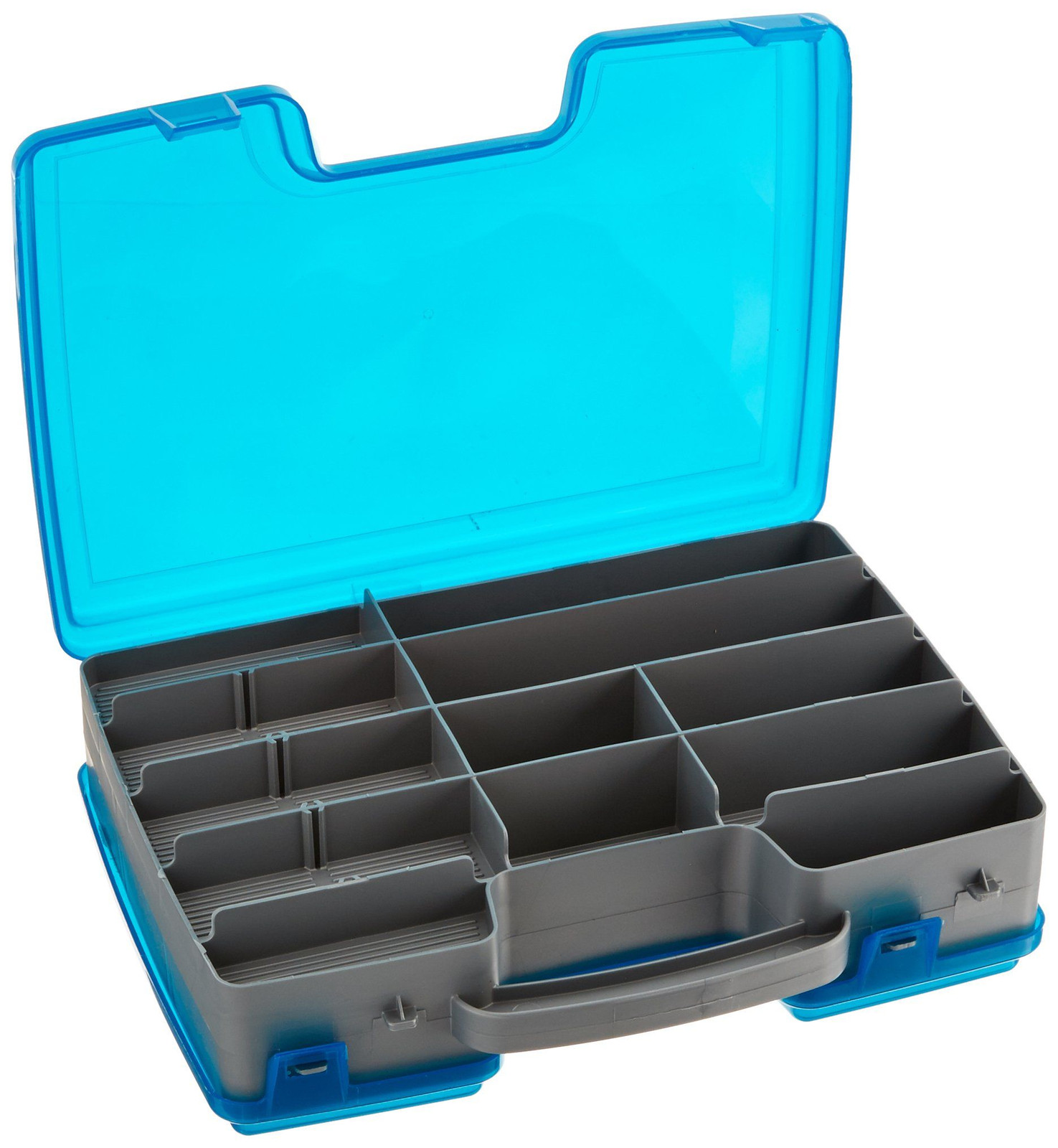 Plano Large 2 Sided Tackle Box, Metallic Gray & Blue, Medium Medium, Black