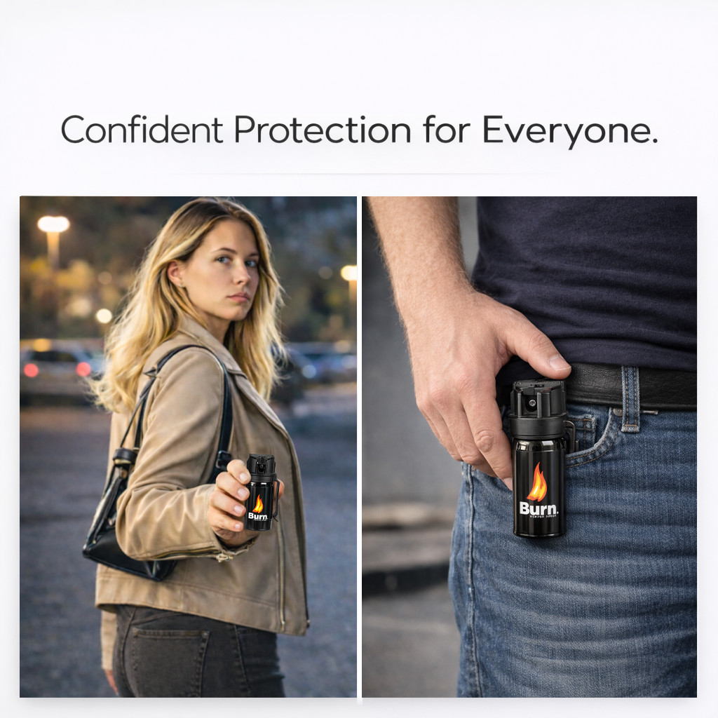 Burn 3 Pack Pepper Spray 1.35oz Police Strength OC Safety Lock Self Defense