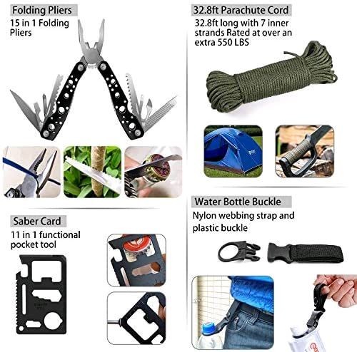 100+ PCS Survival Kit Emergency Tactical Pouch First Aid Gear Camping Tool Green