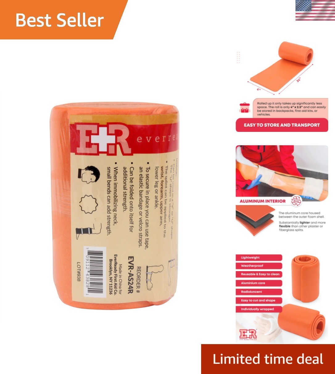 Universal Aluminum Splint, 24 Inch Rolled 1
