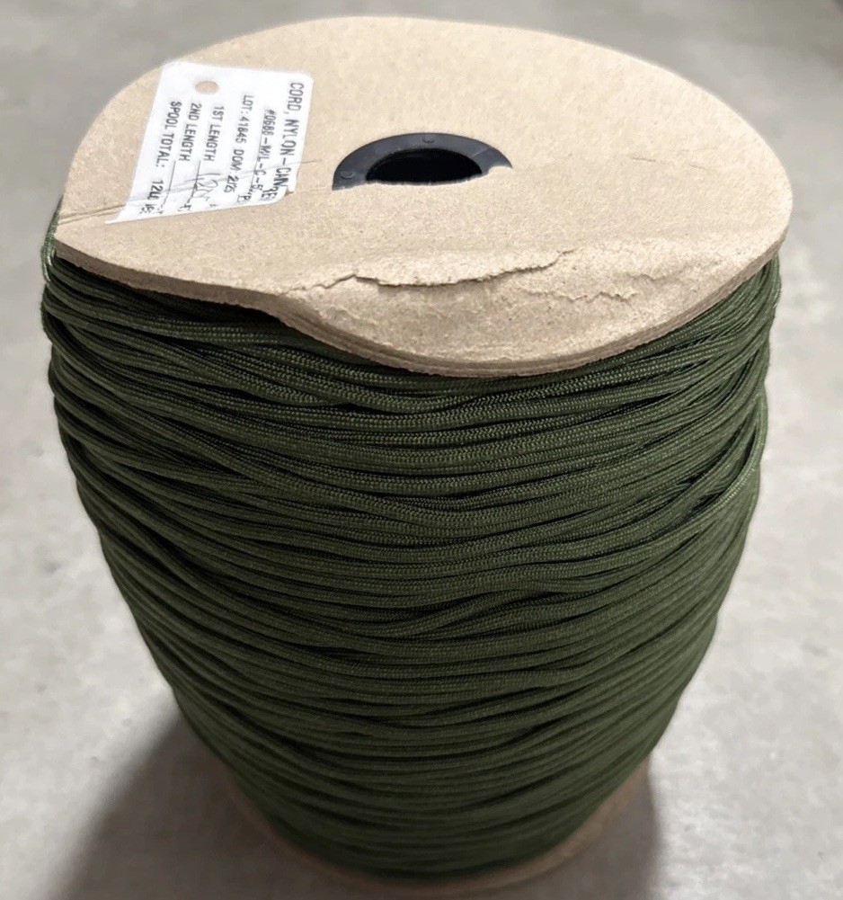 Ability One Nylon Utility Rope Cord Spool, 1200 ft, 3/16 in Dia, Camo Green
