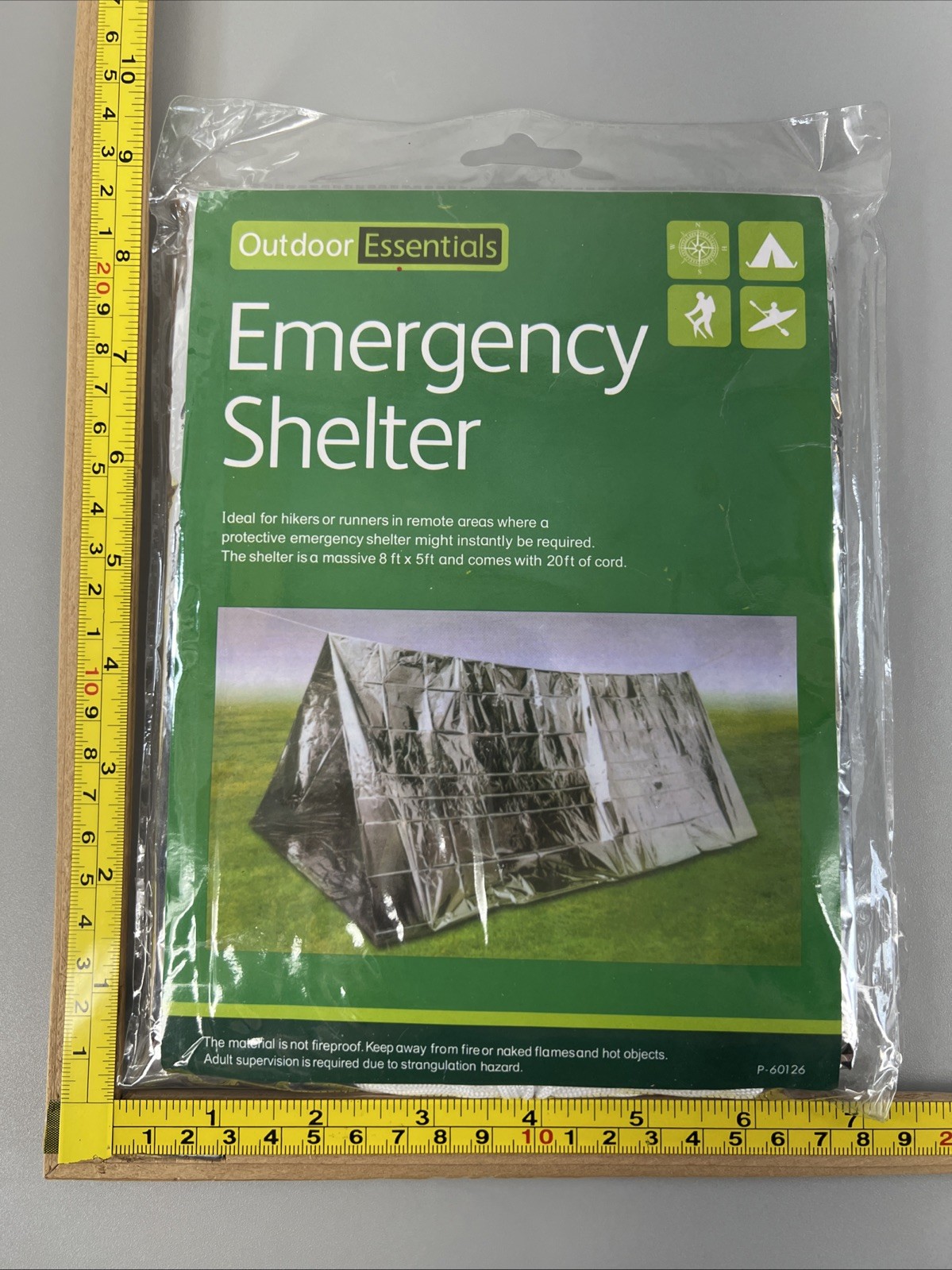 Emergency Shelter by Outdoor Essentials – 8’x5′ w/20′ of Cordage – 2 Count – New