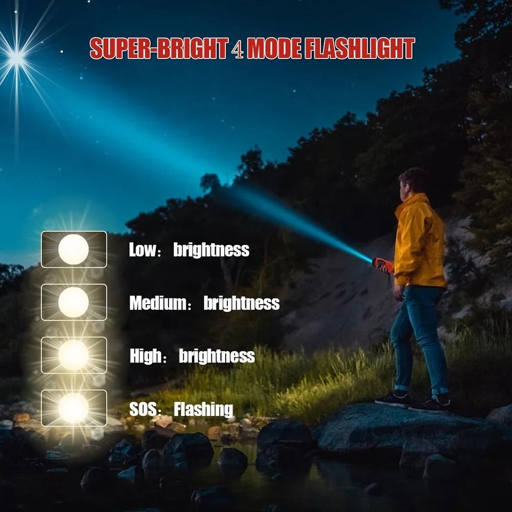 2000mAh Rechargeable Solar Radio Emergency Light Waterproof Portable Flashlight
