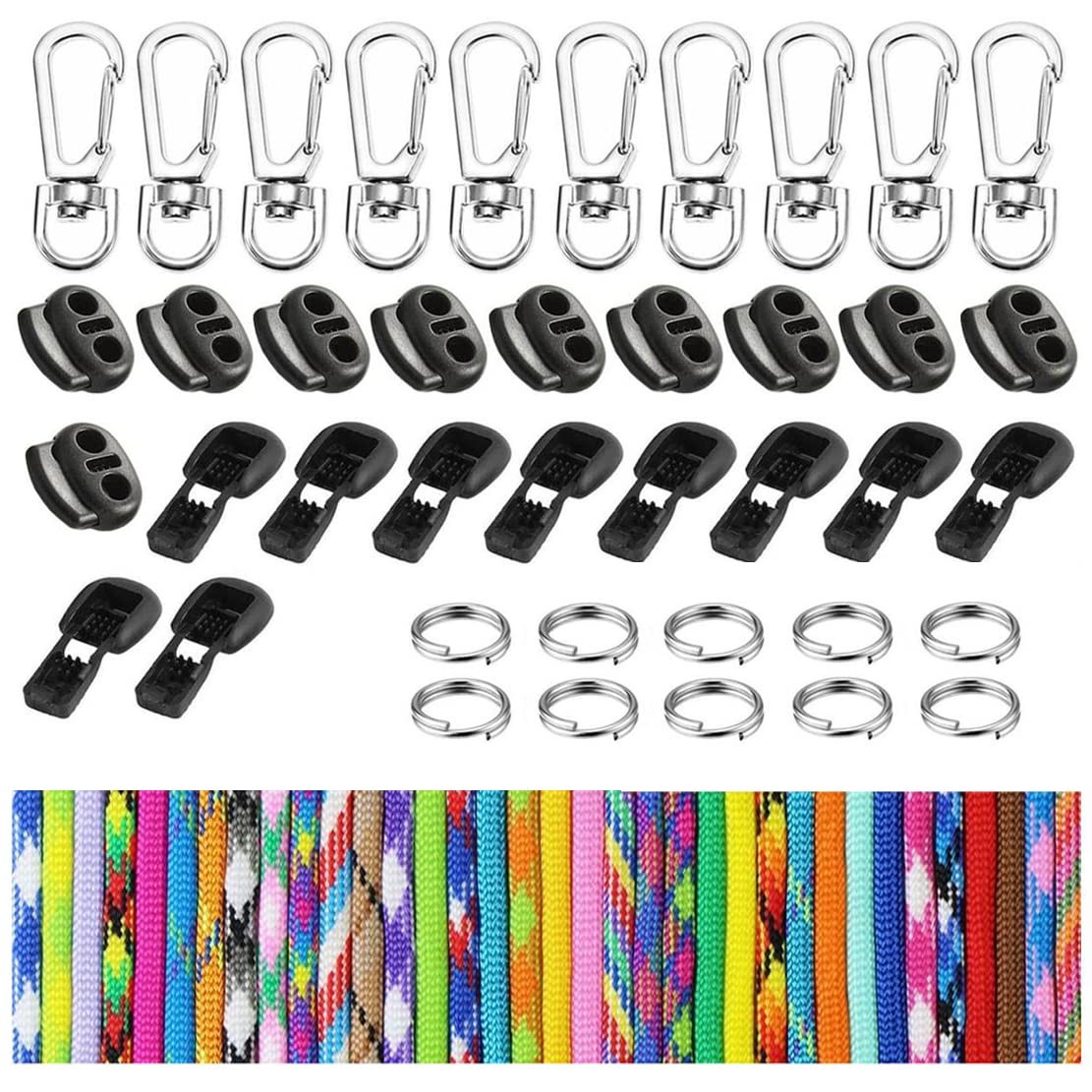 50pcs Paracord Set Beginner DIY String Keychains Lanyards Lanya…