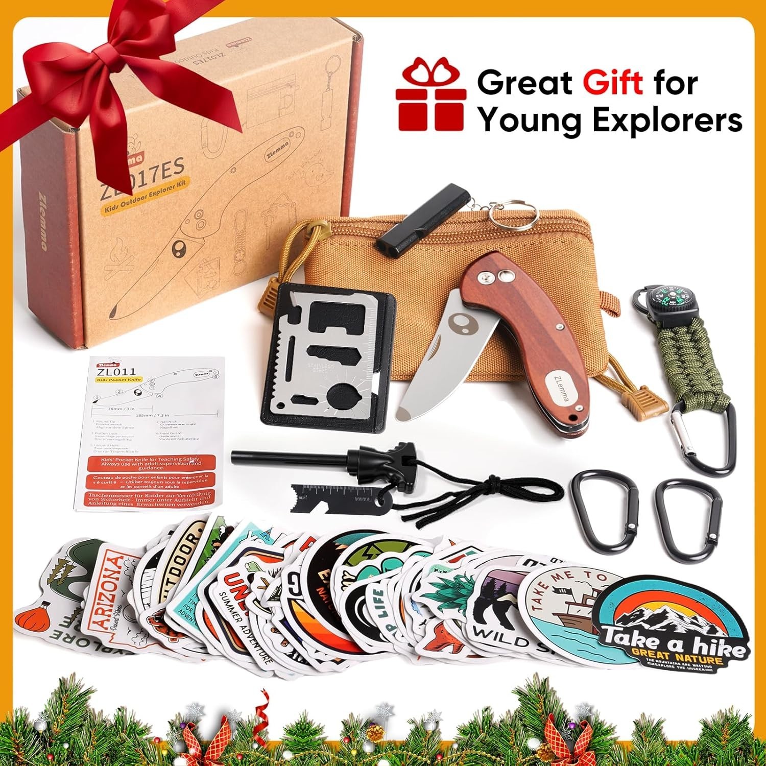 Complete Kids Survival Set with Knife, Fire Starter, Multi-tool and Carry Case