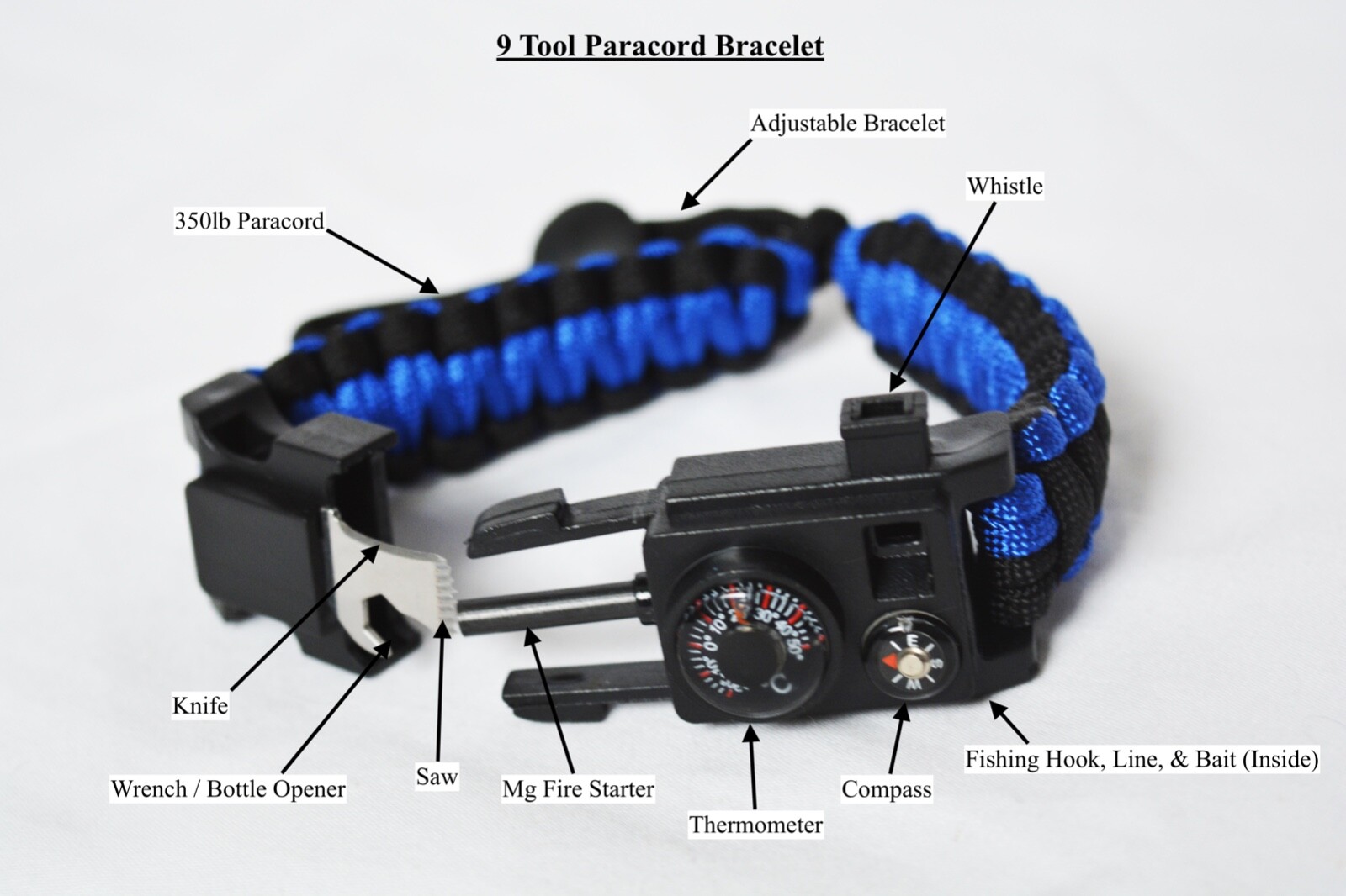 4 Piece Survival Kit with Tent, Poncho, Sleeping Bag, and 9-Tool Bracelet