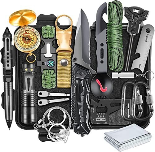 19-in-1 Survival Kit for Men – Emergency Gear, Camping Accessories, Fishing & Hu