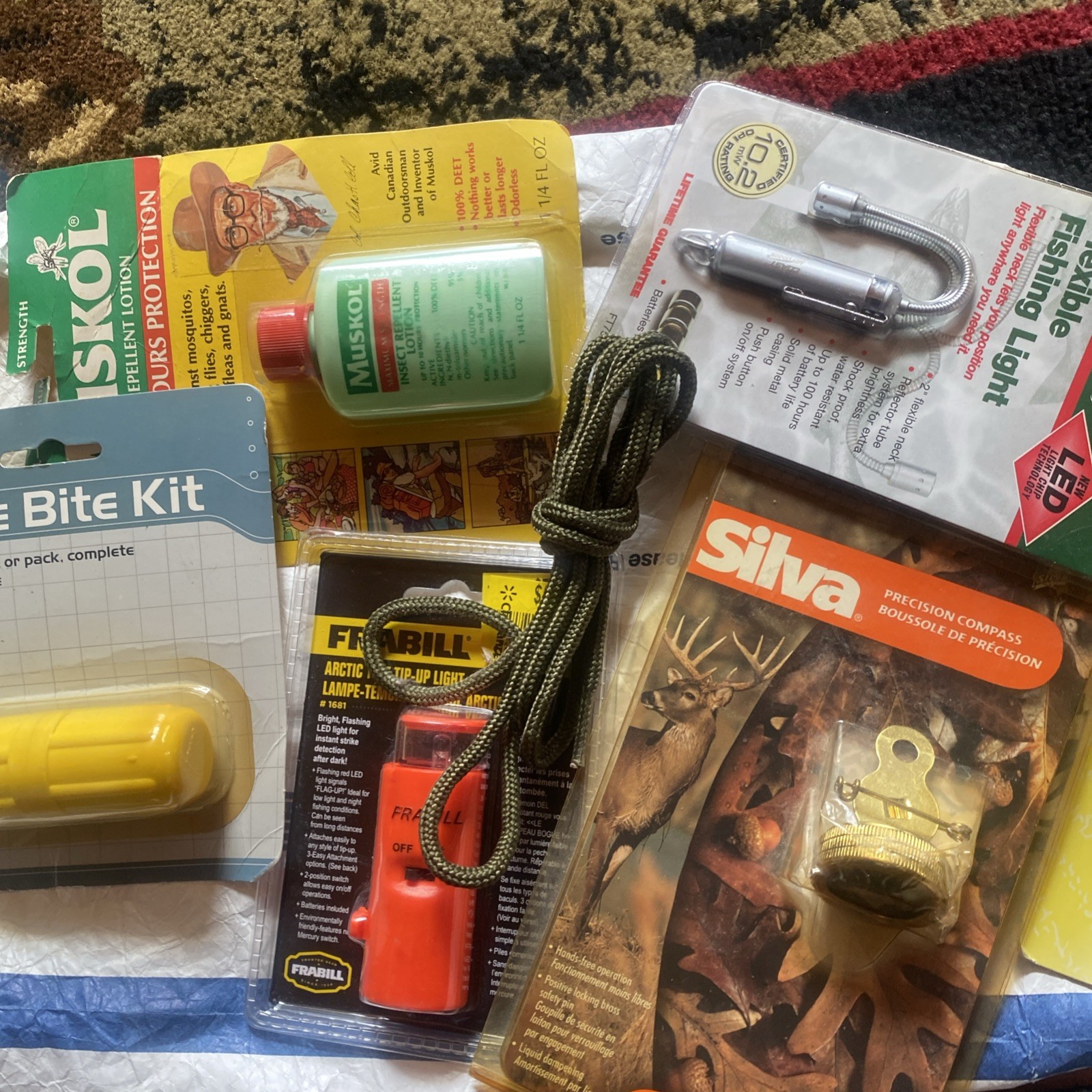 Lot Camping,Car,Hiking,compass, firestarter, snake bite mosquito Light CL7