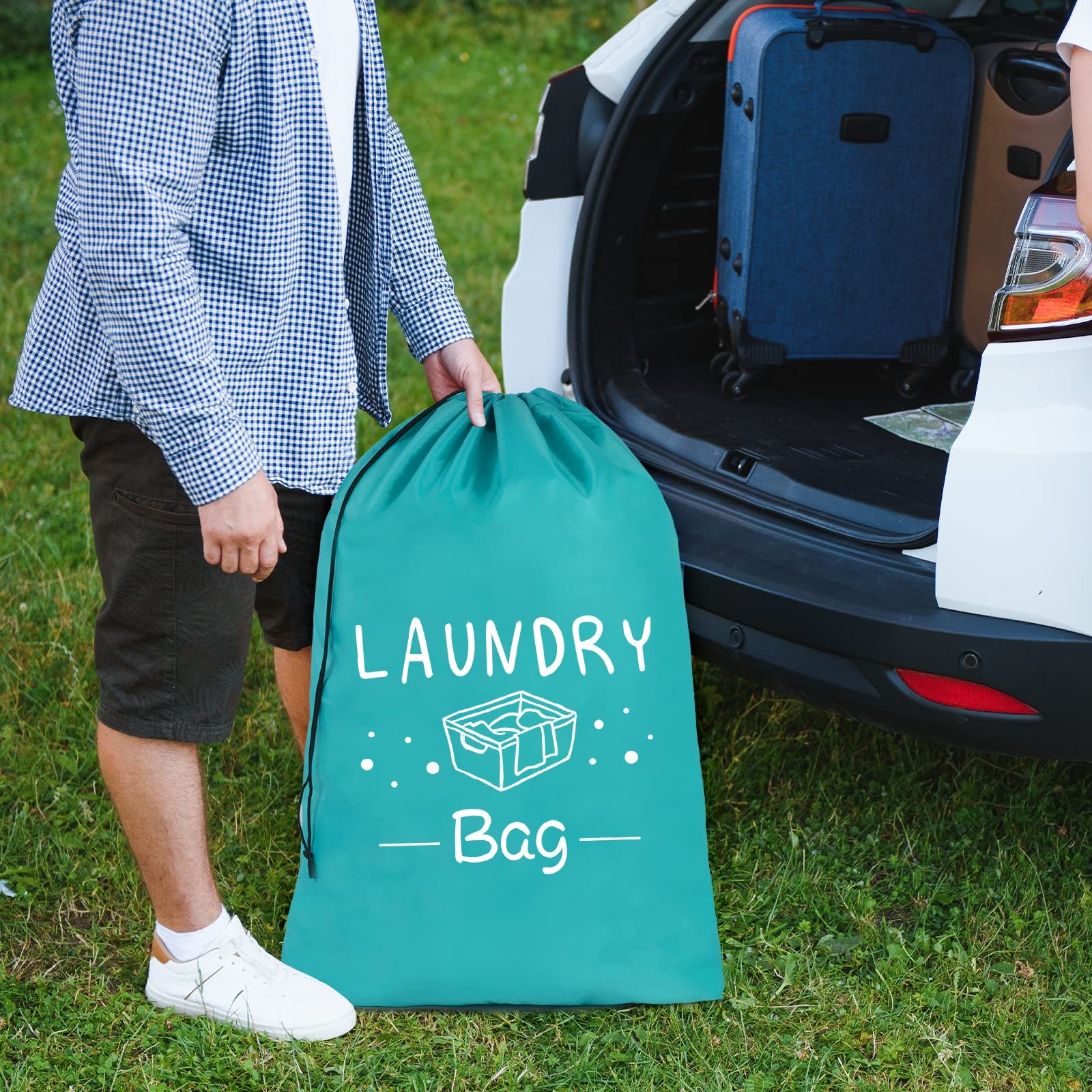 Sylfairy 2 Pack Extra Large Travel Laundry Bag, Dirty 24″ x 36″, Grey+Blue