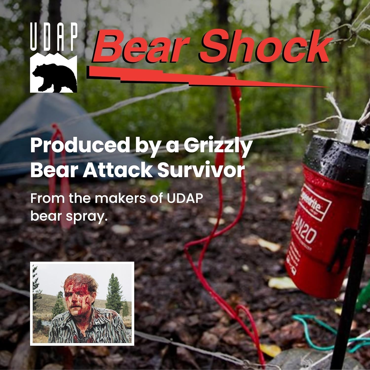 Bear Shock UDAP Ultra Light Electric Fence for Camp, Portable Camping Kit, 27×27