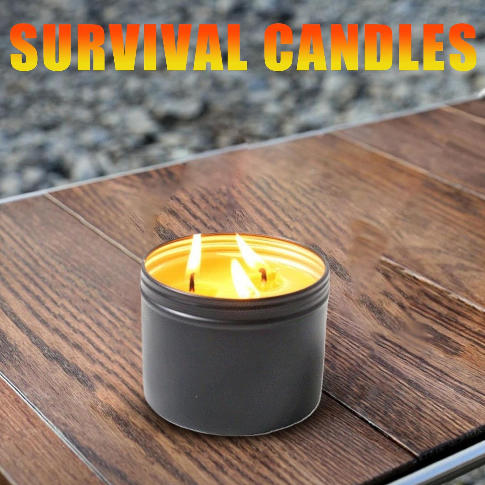 Survival Candle Tin 100% Natural Beeswax 3-Wick Candle Outdoor Camping Emergency