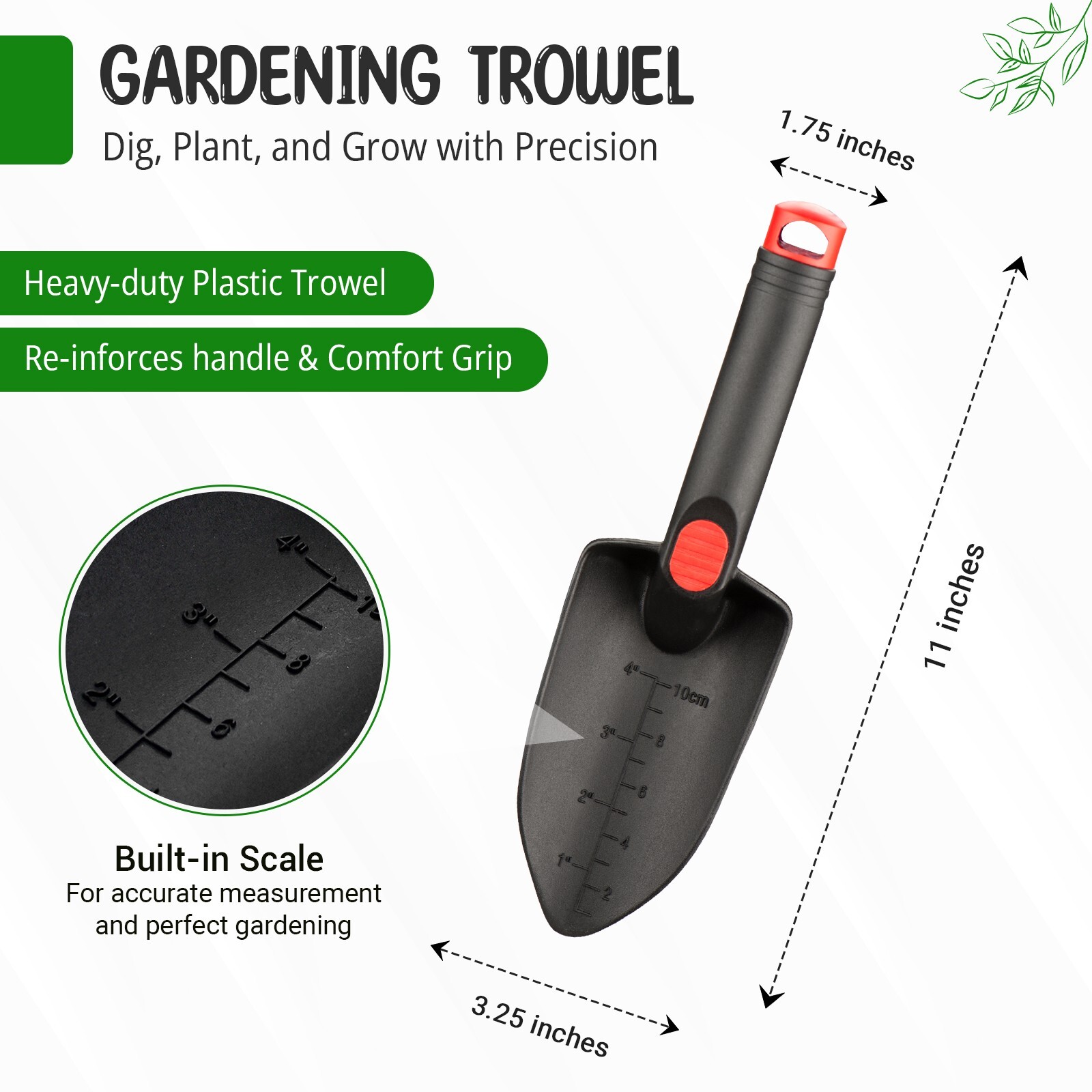 11″ Black Nylon Plastic Durable Camping Backpacking Gardening Shovel Trowel