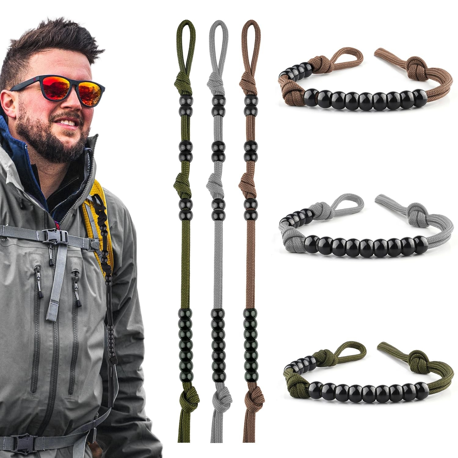 3pcs Ranger Beads pace Counter for Hiking,Long Distance Swimmers Counter,Consist