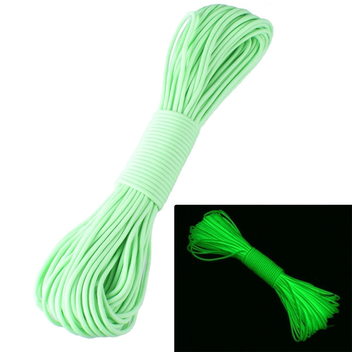 100FT 9 Strand 550 Luminous Glow in the Dark Paracord Parachute Cord Green
