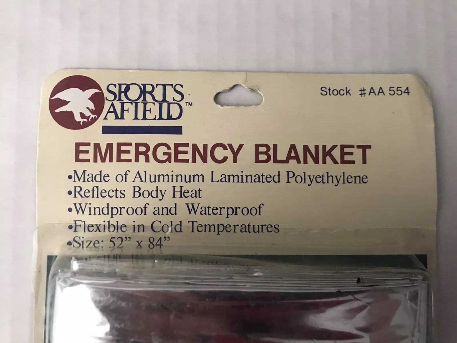 Lot of Two Sports Afield Emergency Blanket Survival Safety Size 52×84 #AA 554