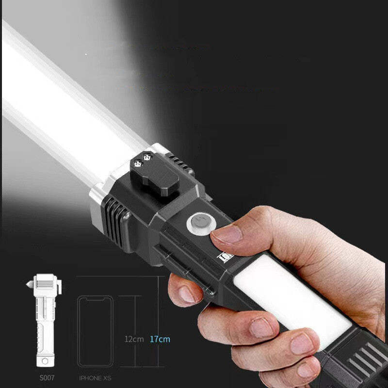 Emergency window breaker flashlight combo