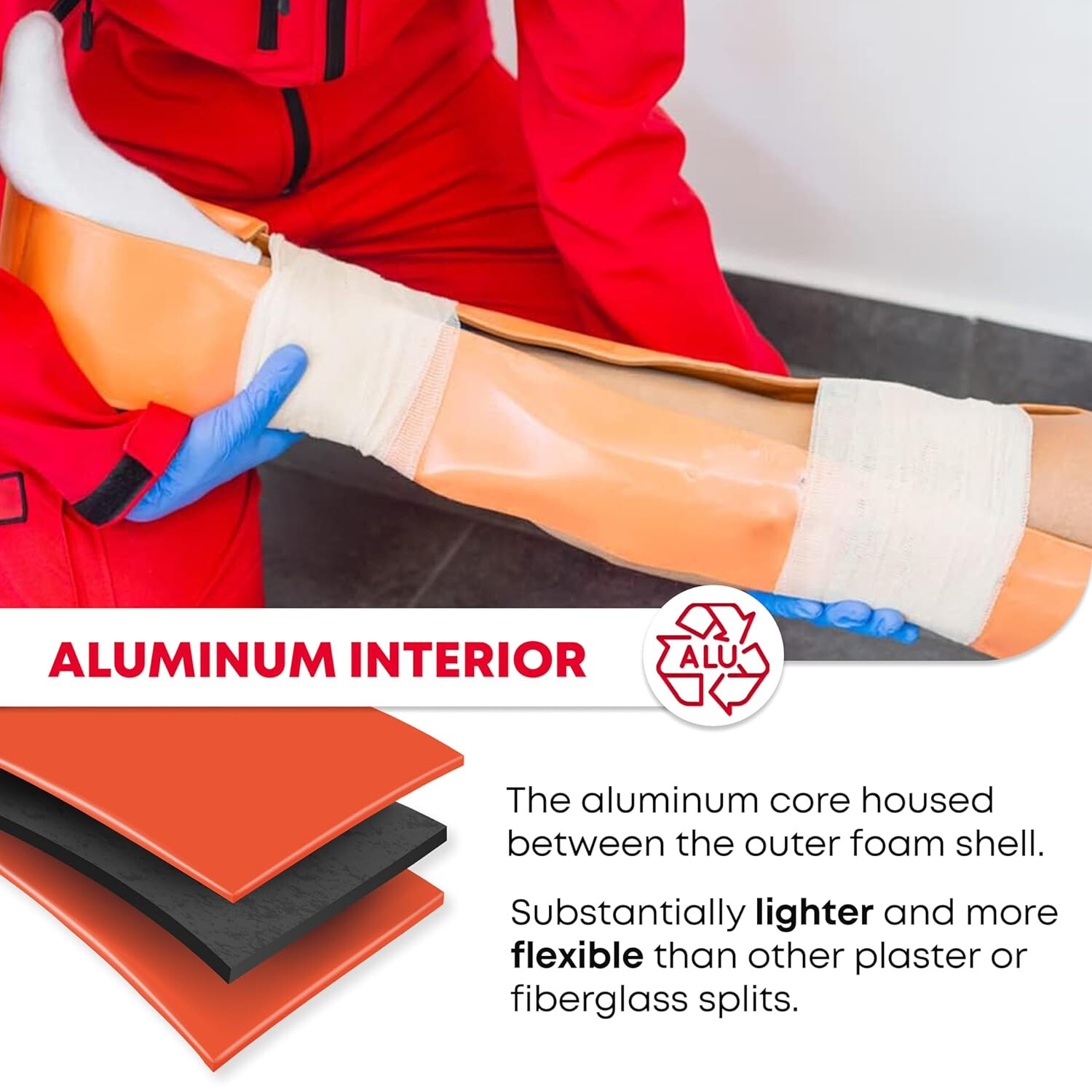 EVER READY FIRST AID UNIVERSAL ALUMINUM SPLINT WATERPROOF ORANGE 4 1/4 X 24″