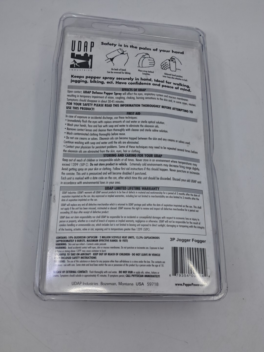 UDAP Pepper Power Jogger Fogger 1.9 oz Defense Spray