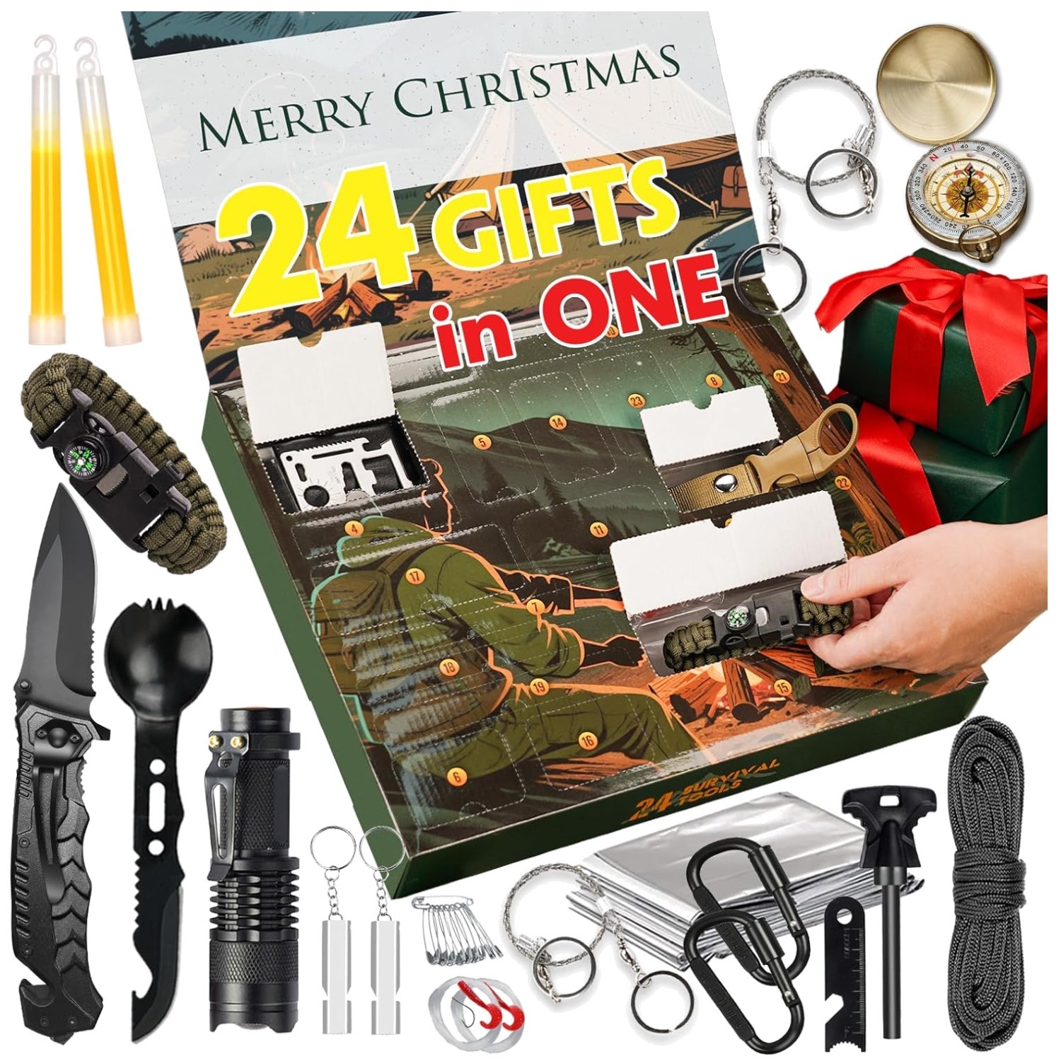 24-in-1 Survival Kit Advent Calendar 2025 – Perfect Gift for Men & Teens