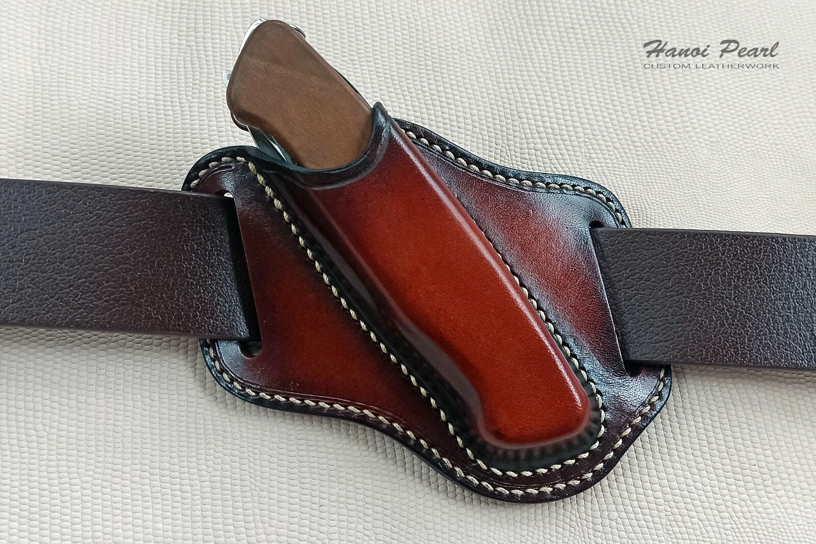 Custom Cross Draw Leather Sheath for Victorinox Ranger Wood 55