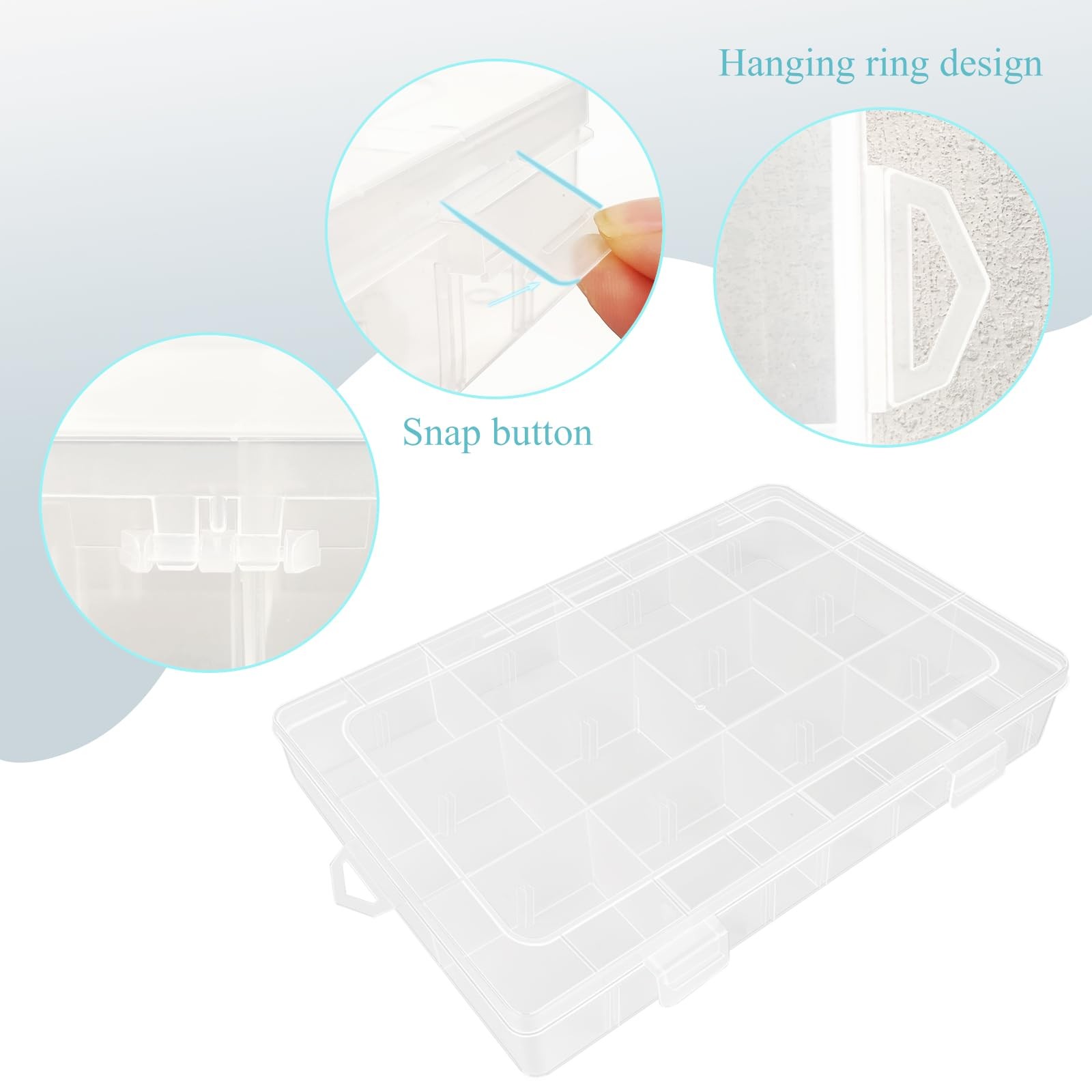 ZUFECY Small Fishing Tackle Box, 12 Clear 7.7 x 1.2 x inches, Transparent