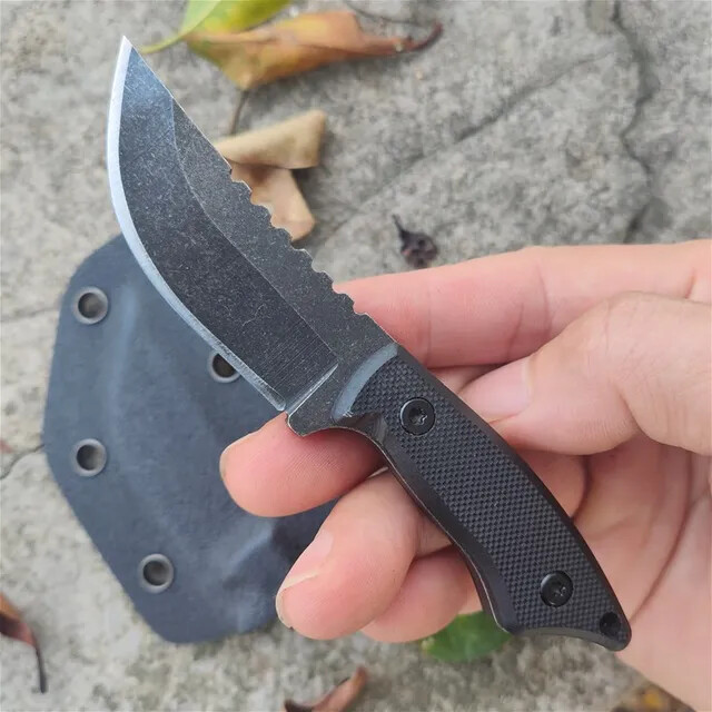 1PCS Stainless Steel Small Fixed Blade Kydex Sheath Knife G10 Handle Portable