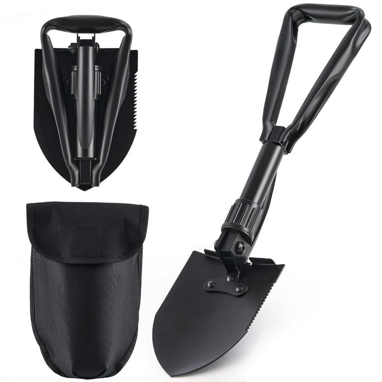 Folding Entrechment Tool, Black, Steel, 8×6″ Blade, 23″ Handle, Pick Or Shovel