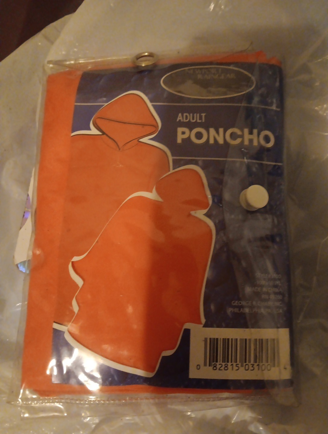 Vintage Adult Poncho Vinyl The Weather Station Orange