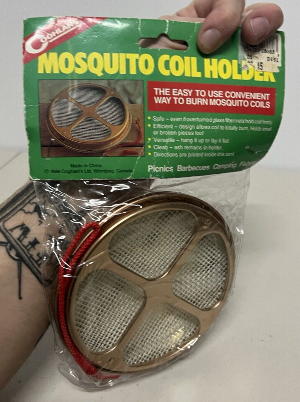 Retro Coghlan’s Mosquito Coil Holder NEW Sealed 1996 Fiber Mesh Coil Holder