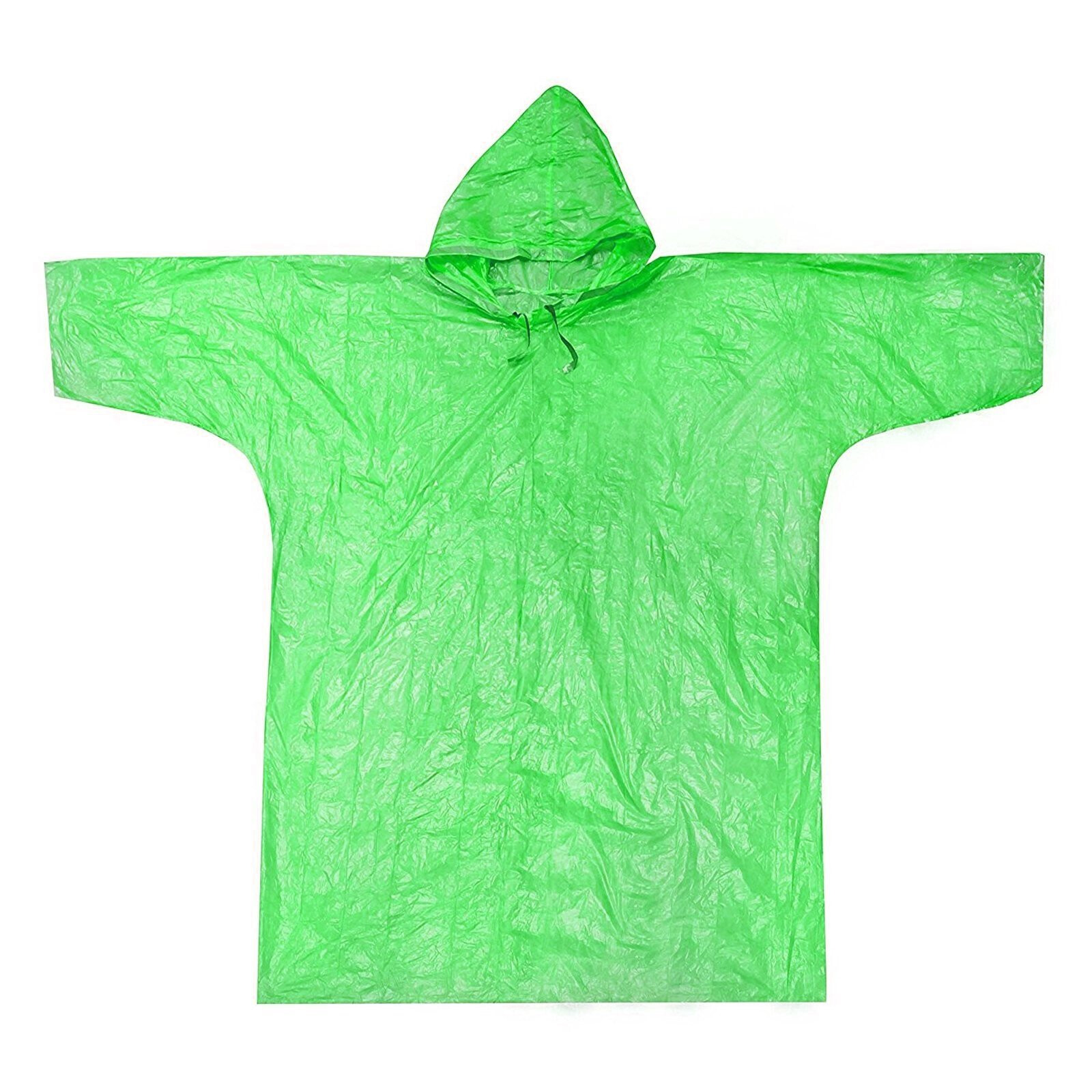 ASR Outdoor Emergency Poncho Green Polyethylene Rain Gear Camping One Size